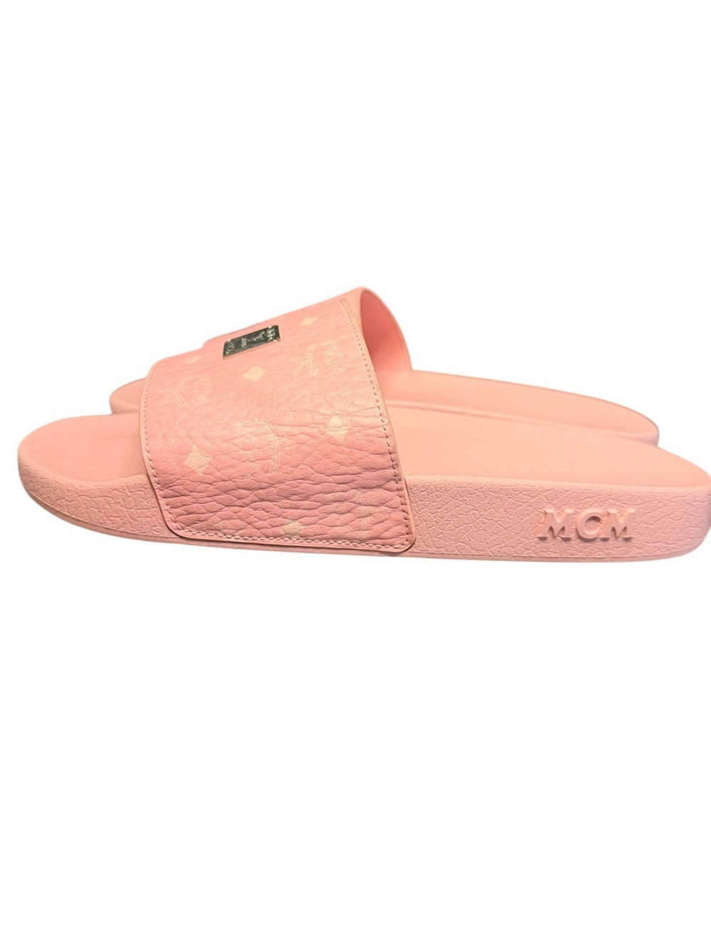 MCM Pink Visetos Slides Sandals Soft Pink (A823) - Picture 3 of 9